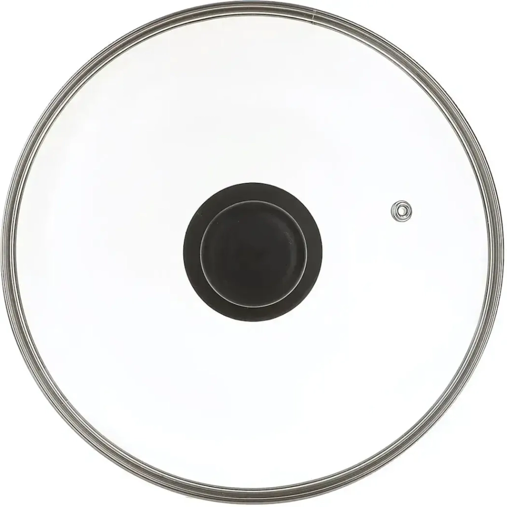 Крышка с ручкой стеклянная с метал/обод 22 см низ.