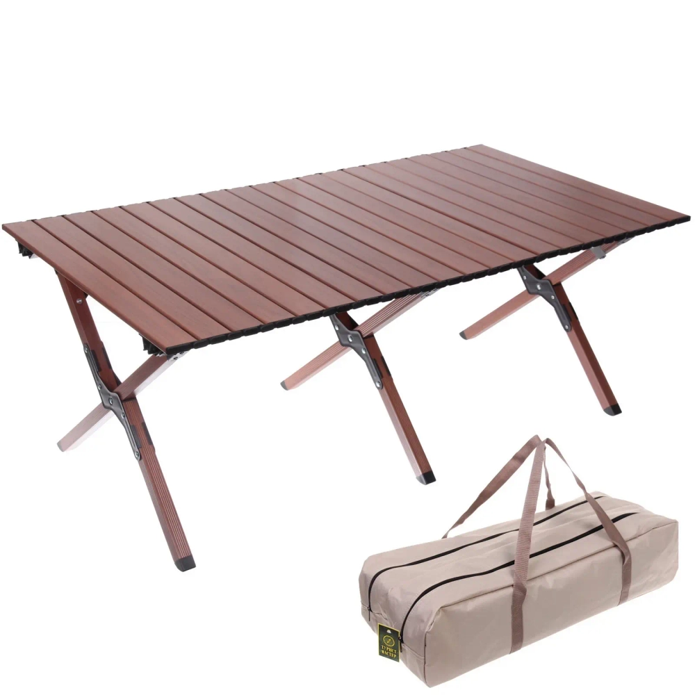 Стол кемпинговый складной DC-5003, 114*59*43 см, цвет: орех, каркас алюминий, ТуристМастер