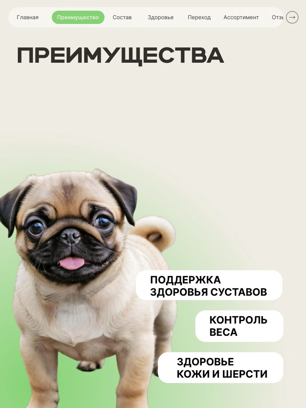 Корм сухой для щенков породы Мопс, премиум полнорационный комплекс, с ягненком, 800 гр, QUATTRO