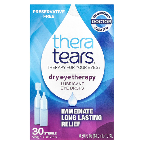 TheraTears, Dry Eye Therapy, глазные капли со смазкой, 30 стерильных одноразовых флаконов