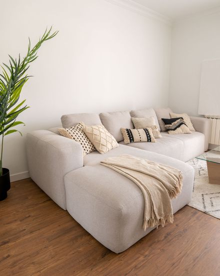 Диван 4-местный Blok с левым шезлонгом бежевый