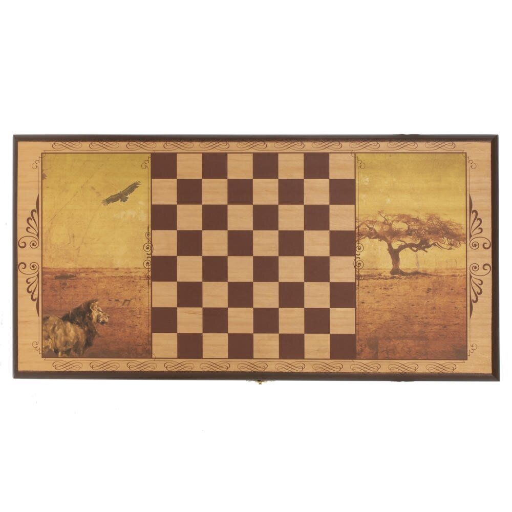 GAEM Игра настольная 2 в 1 ( шашки, нарды) "Лев", L50 W25 H3 см