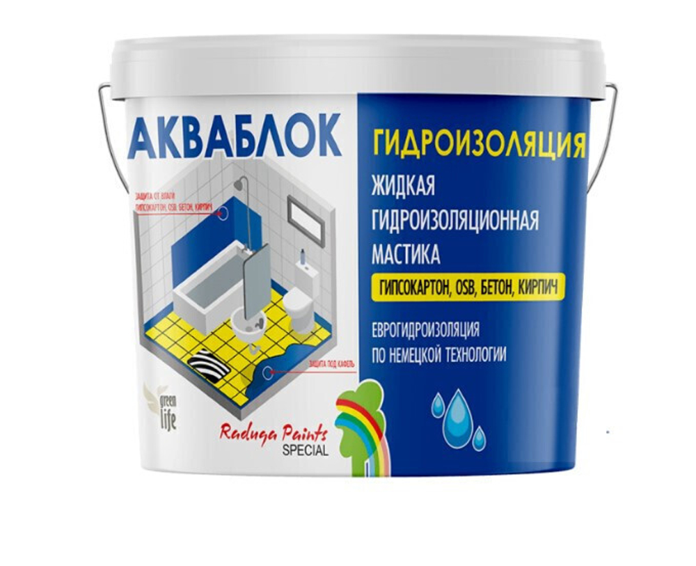 Мастика универсальная гидроизоляционная Радуга Р-021 Акваблок белая 3 кг