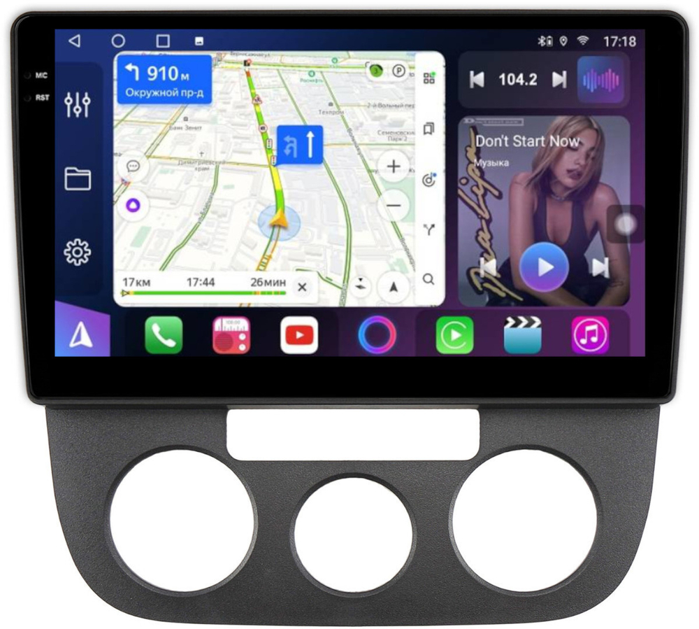 Магнитола Volkswagen Jetta 5 2005-2010 (кондиционер) - FarCar 3226M монитор 10.36" QLED на Android 14, TS18, CarPlay, 4G SIM-слот