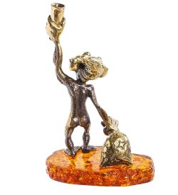 Народные промыслы AM-1149 Фигурка «Обезьяна с праздником!» (латунь, янтарь)