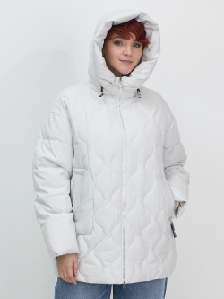 Куртка женская демисезонная с капюшоном серого цвета 1140Sr
