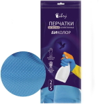 Перчатки латексные хозяйственные биколор, сине-желтые, S «Libry»