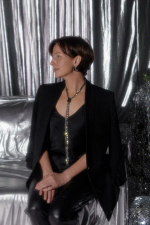 Серьги пусеты графитовые прямоугольные кристаллы