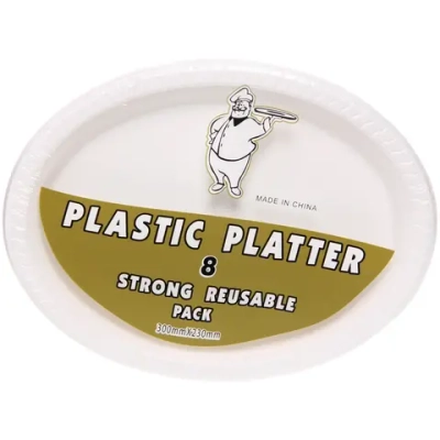 Блюдо пластиковое 30*23см в наборе 8шт белое