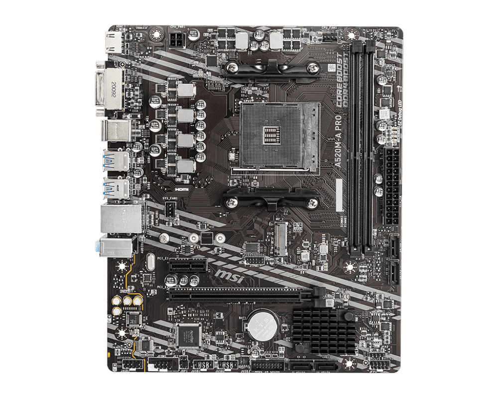 Материнская плата MSI A520M-A PRO AM4 A520 2xDDR4 4xSATA3 RAID 1xM.2 HDMI DVI mATX