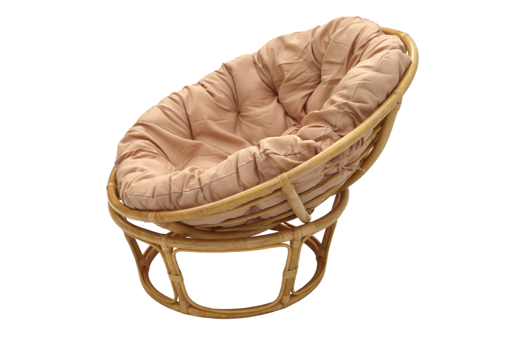 Кресло для отдыха Garden Story Папасан Ø110см ротанг натуральный 3 уп(1 уп корзина медовый, 1 уп подставка, 1 уп