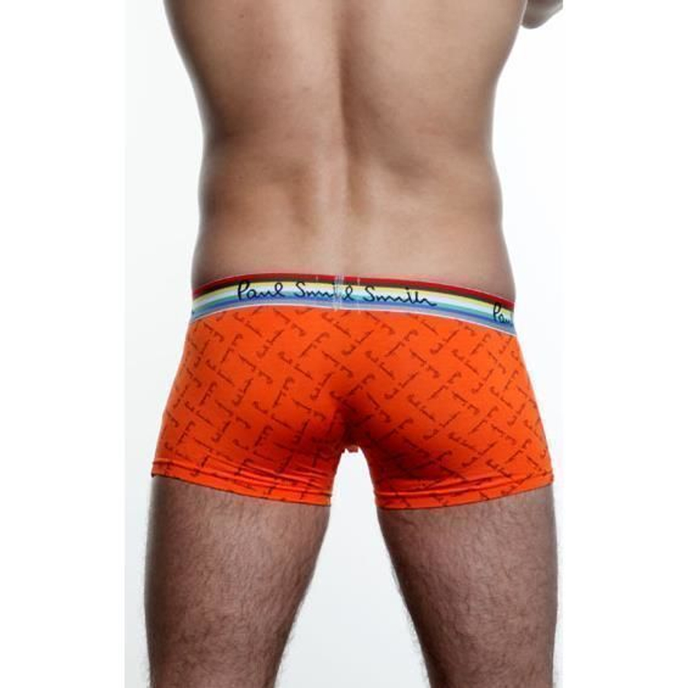 Мужские трусы боксеры Paul Smith оранжевые с надписью