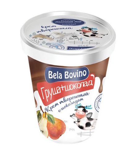 Крем творожный "Bela Bovino" Груша+шоколад 3% 145г. Молочный Мир