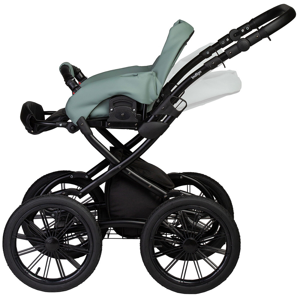 Детская коляска Indigo Mio Eco Plus 14 3 в 1 с автокреслом Avionaut Cosmo Grey 03 шалфей кожа