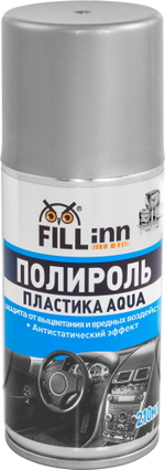 FL146 Полироль пластика AQUA (пенный, глянцевый) чёрный лёд, 210 мл (аэрозоль)