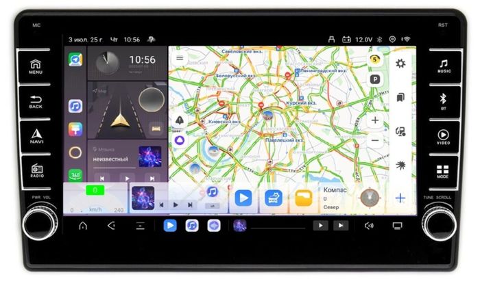 Магнитола в 10" рамку с 9" экраном, кнопками и крутилками - Kuberg OL-1015-RP на Android 13, Быстрая,., CarPlay, SIM-слот