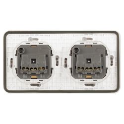 Розетка ЭРА Эксперт 11-2523-01 2х2P+E гориз. IP55, 16A-250В, СУ, белый | Эра Эксперт