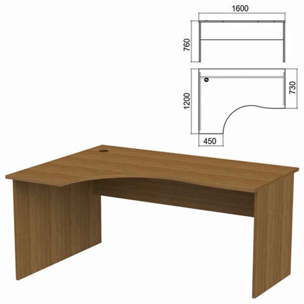 Стол эргономичный &quot;Арго&quot;, 1600х1200х760, левый, орех (КОМПЛЕКТ)