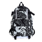 DELIXIONG Nylon Backpack Travel Backpack Regular Unisex Rendering White/Letter Black/Camouflage Black/Shoes White