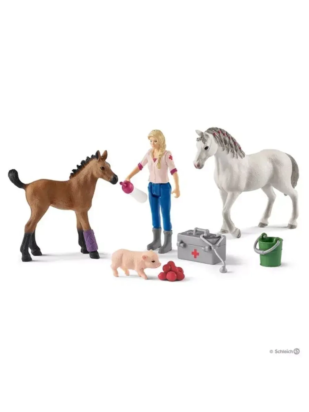 Набор кобыла и жеребенок у врача Schleich 42486