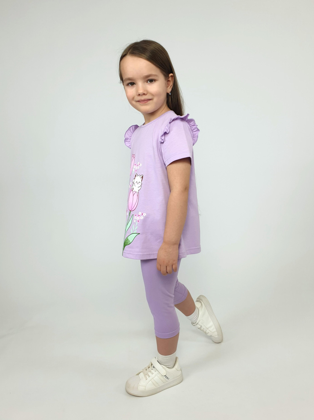 02-154-2 Комплект для девочки (футболка+ бриджи)