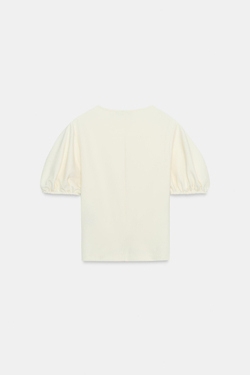 ZARA ТОП С ОБЪЕМНЫМИ РУКАВАМИ, ЭКРЮ