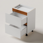 Кухонный модуль напольный 60 см Валенсия с 3-мя ящиками без столешницы, с дубовыми панелями, на ножках / белый, массив дуба