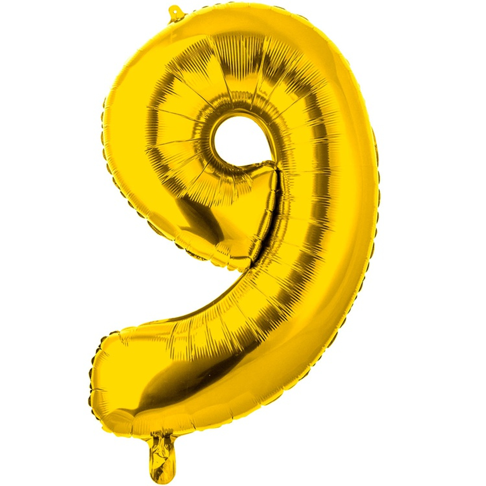 Шар фольгированный Цифра 9 66 см (Золотой)