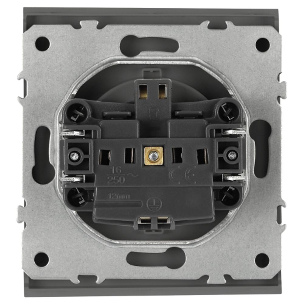 Розетка ЭРА Arktik 16-2103-06 с заземлением 2P+E Schuko со шторками с крышкой 16А-250В графит | Эра Arktik