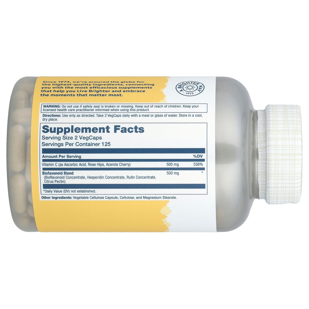 Solaray, витамин C и биофлавоноиды, 250 растительных капсул VegCap