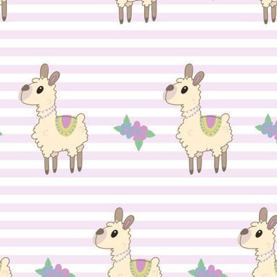 Сute llama with flowers