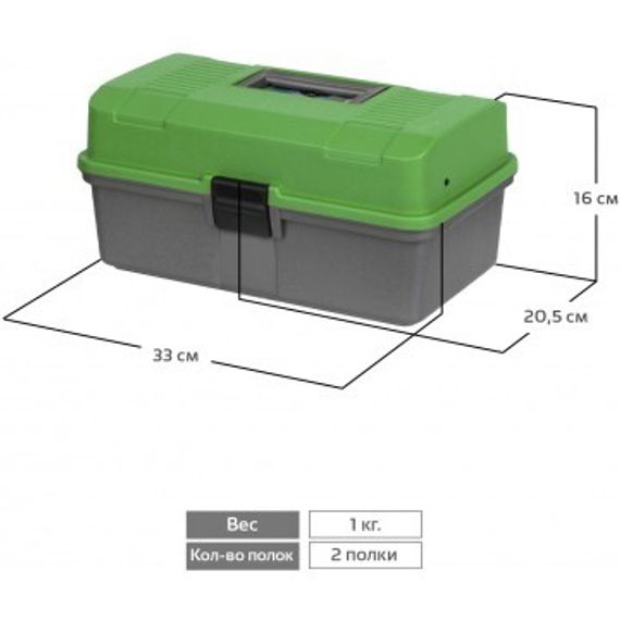 Ящик рыболова Helios двухполочный зеленый