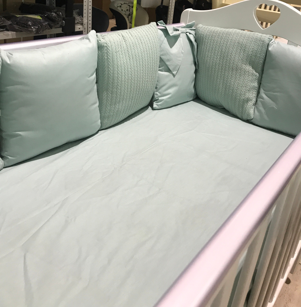 Комплект в кроватку 17 предметов "Однотонный" мятный, Пике/Ранфорс