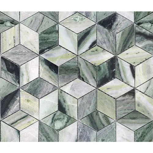 Мозаика из натурального камня Onice Verde oliva POL diamond 96x55x7 Pietrine 7 mm зеленый
