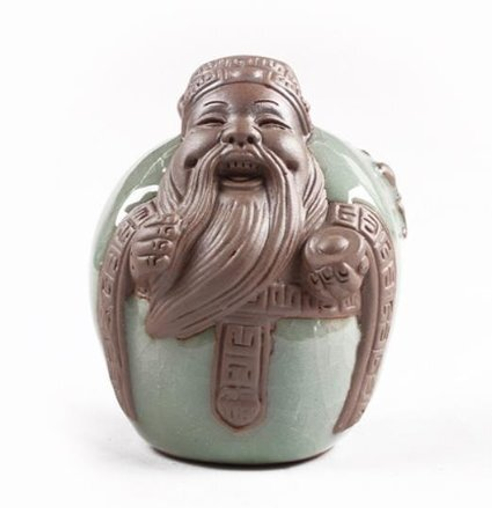 243013 Фигурка СЕЛАДОН+глина."Фусин (талисман богатства)", глина, глазурь. 6,5 см х 7,5 см