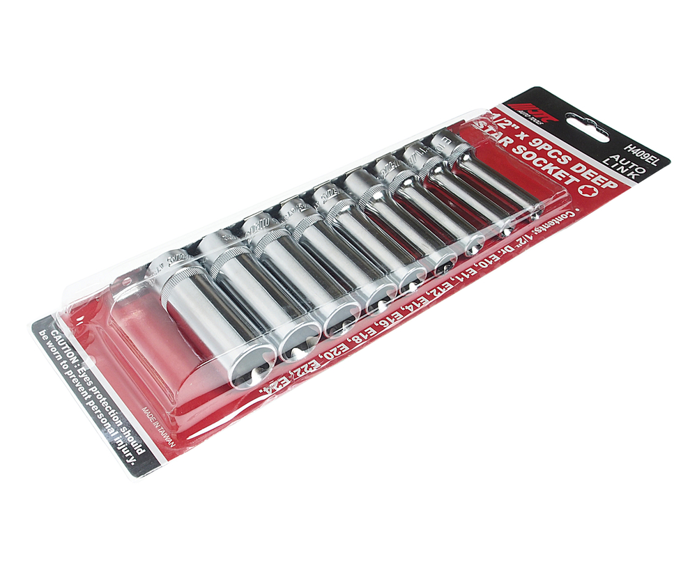 Набор головок торцевых 1/2" TORX Е10-Е24 удлиненных 9 предметов JTC