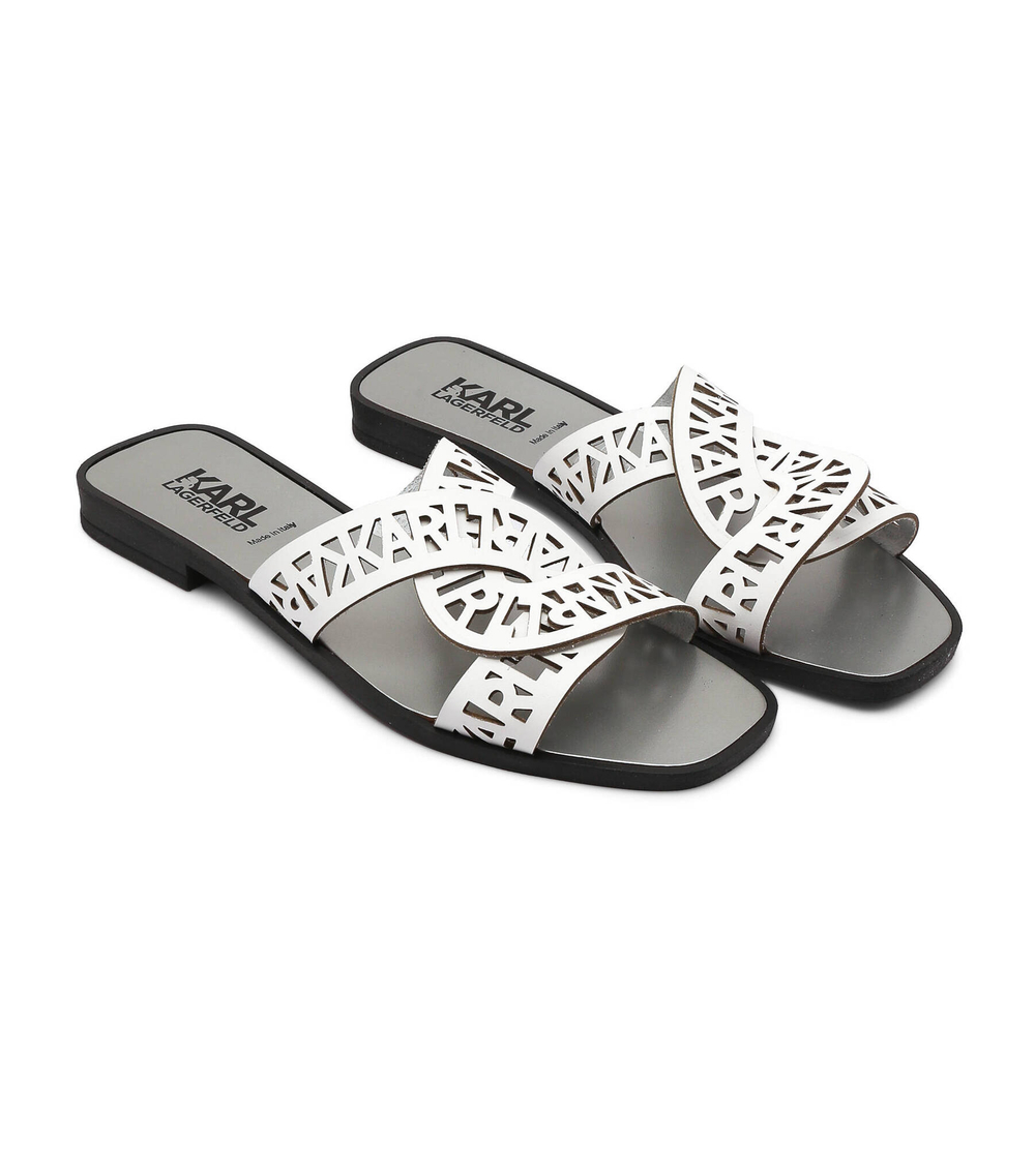 Кожаные шлепанцы skoot interlok loop Karl Lagerfeld - белый(KL80429)