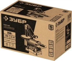 ЗУБР d 125 мм, 25 х 762 мм лента, 350 Вт, тарельчато - ленточный шлифовальный станок (СШЛ-350)