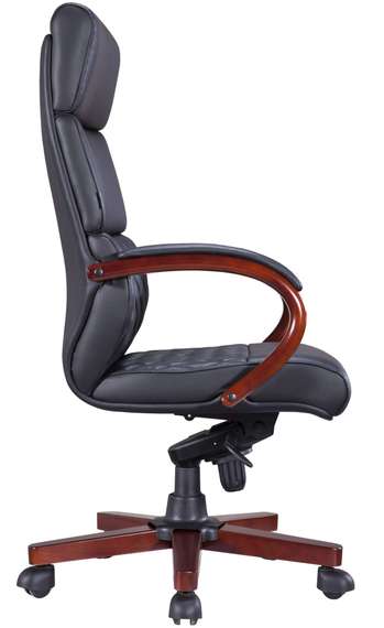 Стул руководителя Everprof President Wood Кожаный Черный