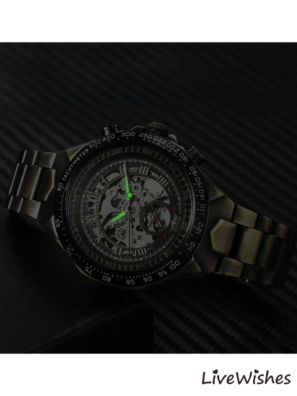 Часы наручные механические с автоподзаводом скелетоны FORSINING на металлическом браслете, золотистый W9010-01