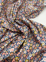Хлопок Liberty синий с разноцветным цветочным узором Piccadilly Poplin - The 150th Anniversary Collection