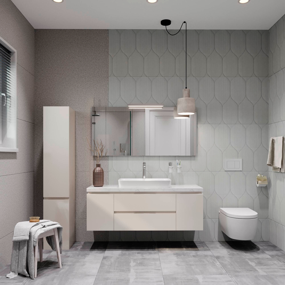 Керамогранит Lavelly Hexagon Relief светло-серый матовый 1200х600х8,5 мм (2 шт.=1,44 кв.м)