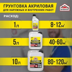 Акриловая грунтовка глубокого проникновения для наружных и внутренних работ 10 литров Экстра