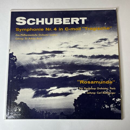 Винтажная виниловая пластинка LP Schubert Шуберт, Симфония Symphonie Nr. 4 In C-Moll Tragische Трагическая / Rosamunde (Германия 1959)