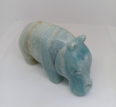 Подарочная фигурка бегемота из натурального амазонита