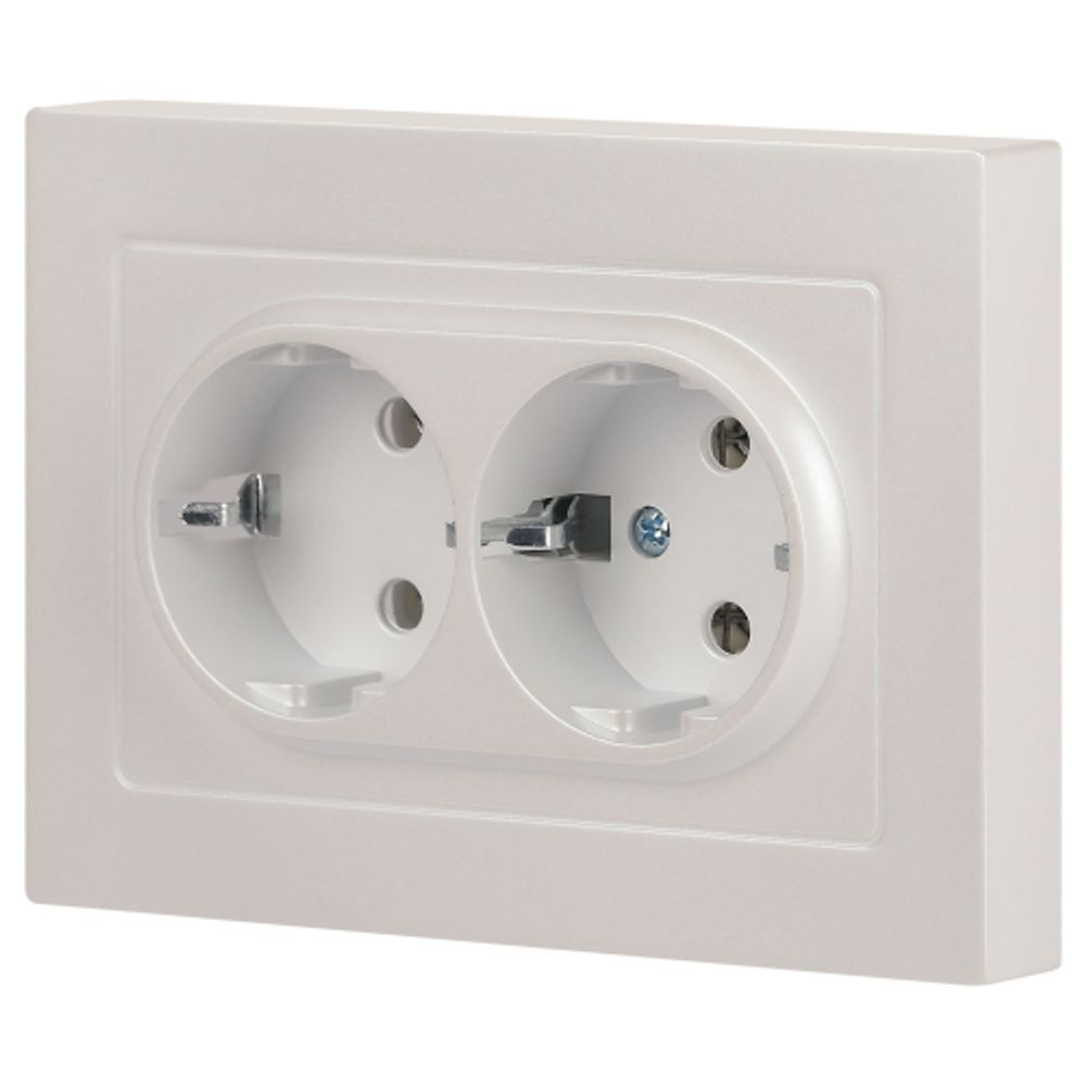 Розетка Intro Accent 6-205-06 двойная с заземлением 2X2P+E Schuko 16А-250В IP20 СУ AL/CU перламутр | Intro