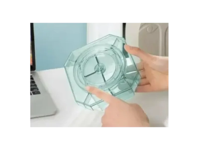 Подставка для канц.принадлежностей Deli 140x140x98мм, крутящ., прозрачно-синий, 8942BLUE