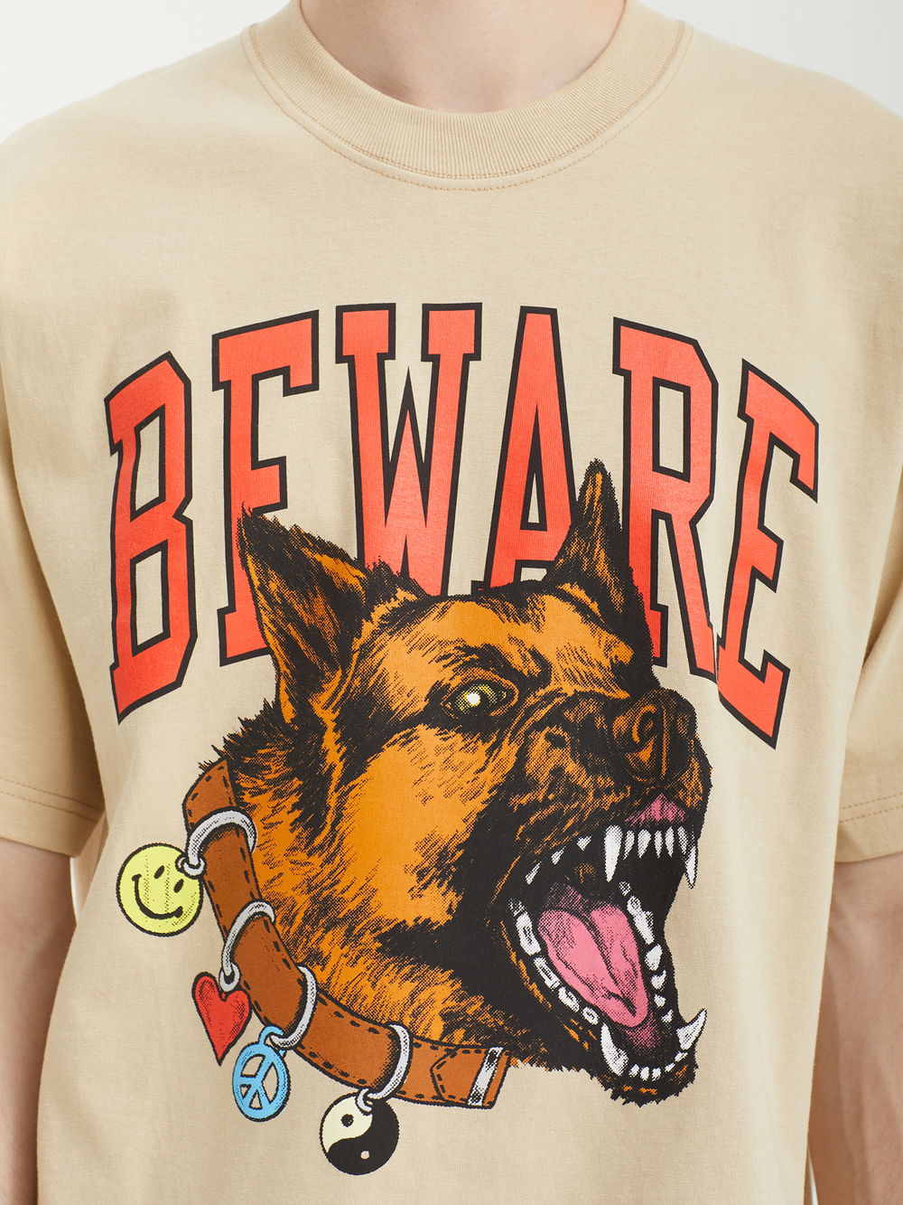 Мужская Футболка Smiley Beware My Collar