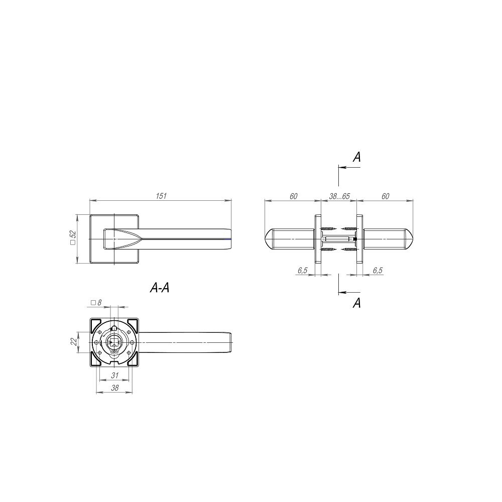 Ручка раздельная K.SL52.PRIZMA (PRIZMA SL) CP-8 хром