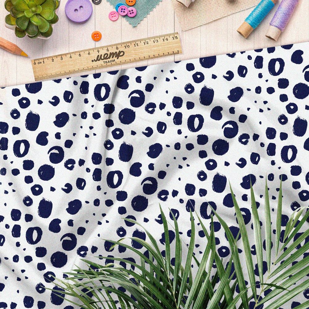 Ткань сатин синие пузырьки